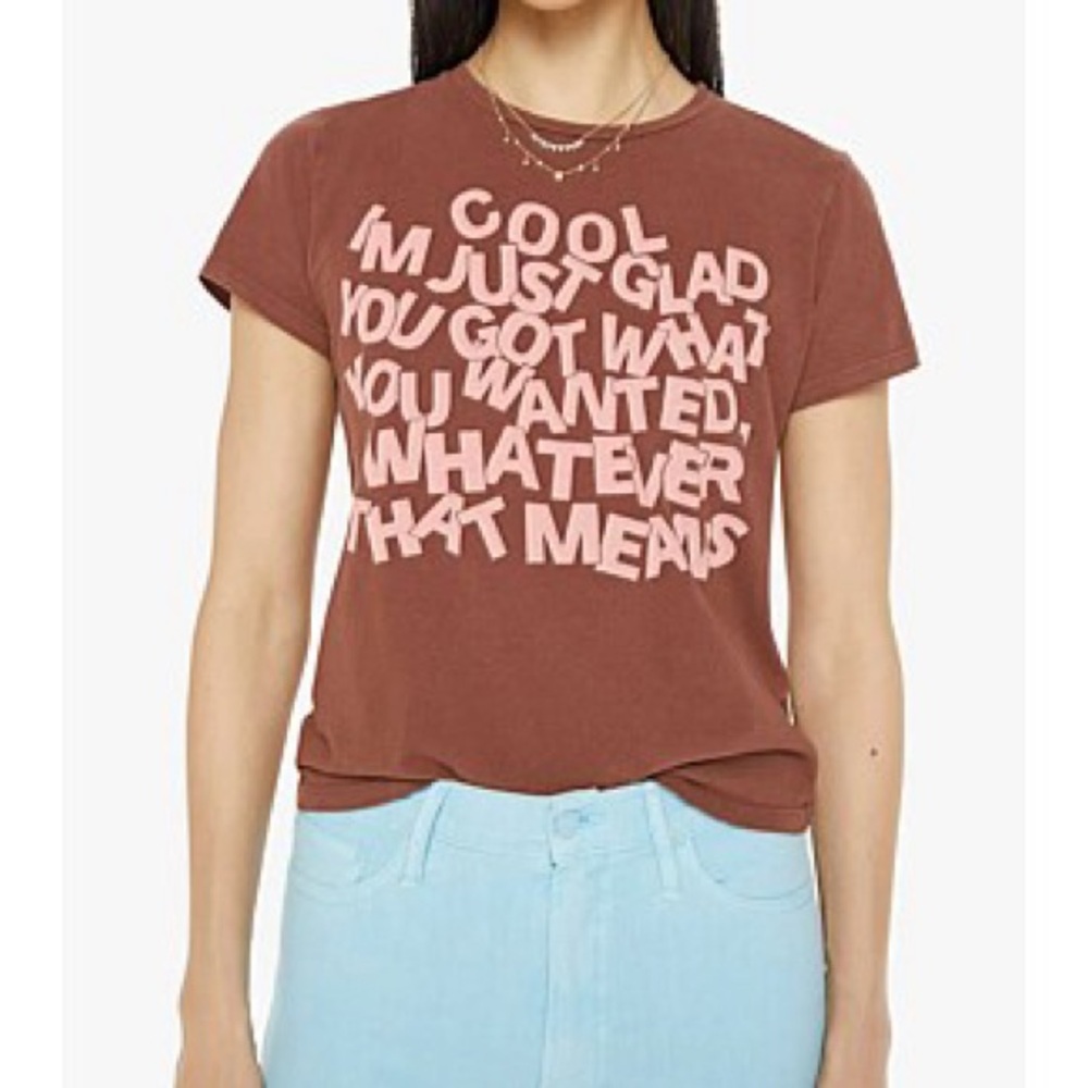 MOTHER “I’m Just Glad” The lil Goodie Goodie soft brown tee NWT XS - Picture 10 of 11